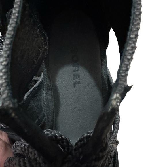 SOREL Joanie Wedge Peep-toe Sandals  with laces on Black with Gray Size 7 !! - Picture 9 of 11